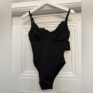 NWT Kate Spade Scallop One Piece Swimsuit Sz XS Large Black $128